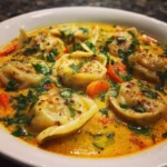 Coconut curry soup with dumplings