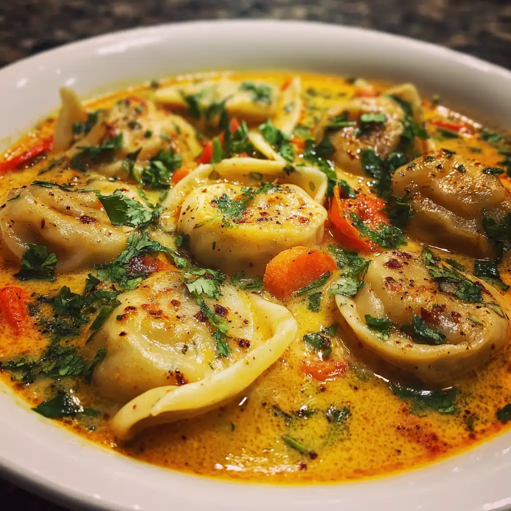 Coconut curry soup with dumplings