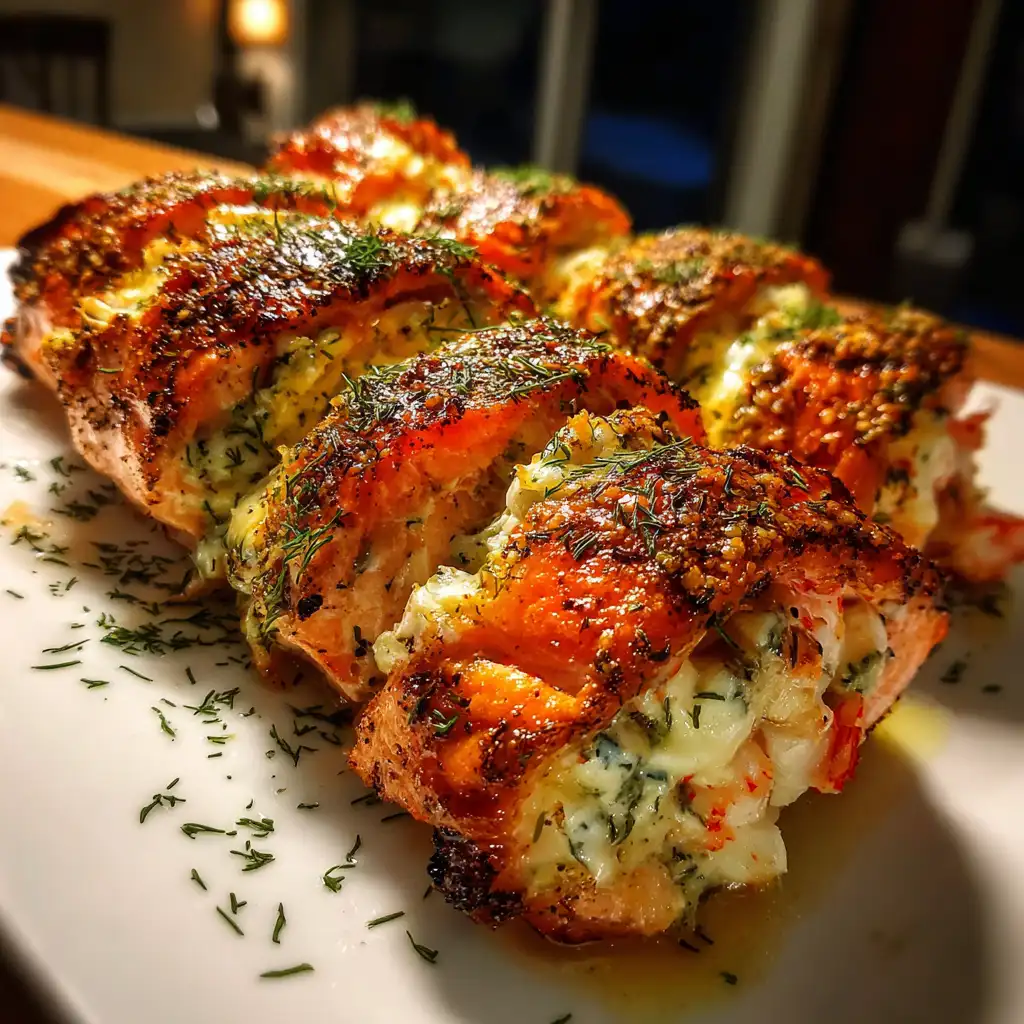 Crab and shrimp stuffed salmon recipe that wows everyone!
