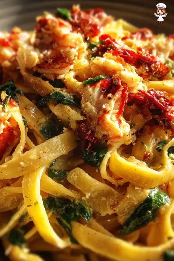Creamy Tuscan lobster pasta