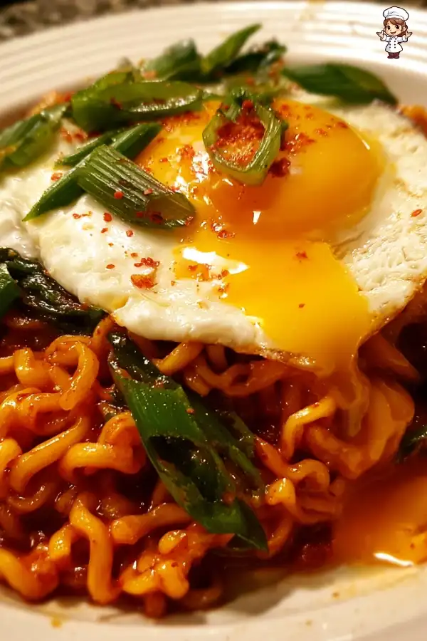 Creamy buldak ramen with egg