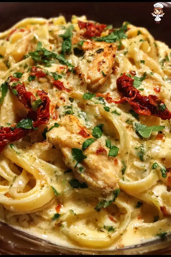 Creamy chicken pasta with sun-dried tomatoes