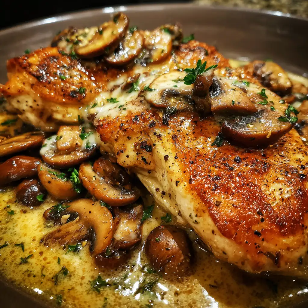 Creamy garlic parmesan mushroom chicken