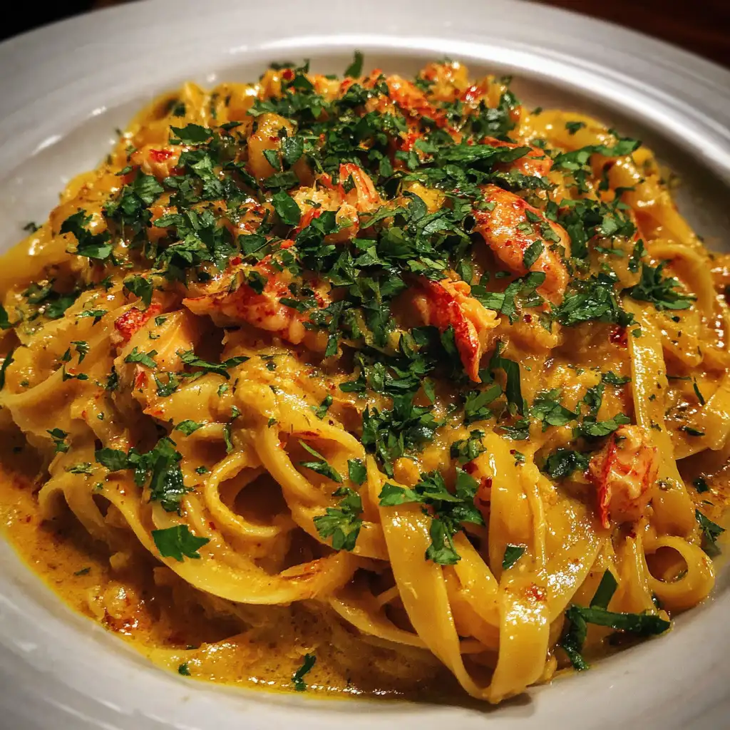Creamy lobster curry pasta recipe