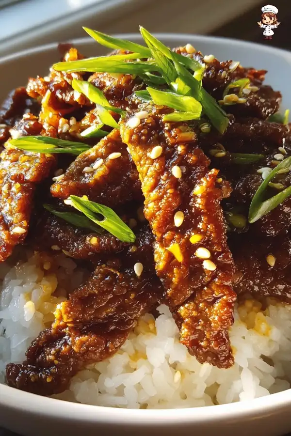 Crispy beef rice bowl