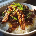 Crispy beef rice bowl