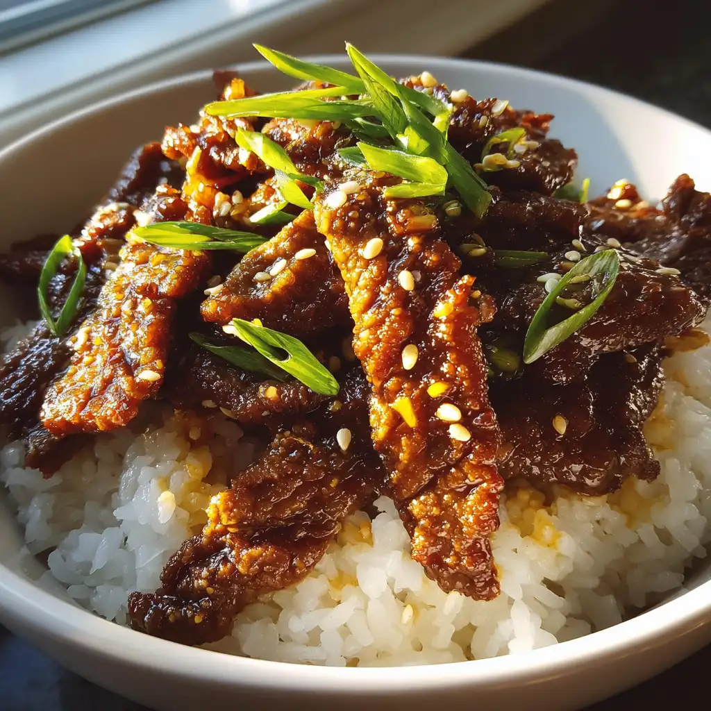 Crispy beef rice bowl
