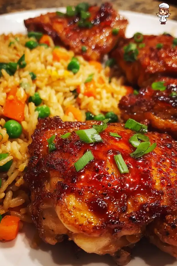 Crispy chicken with vegetable fried rice delights every bite!