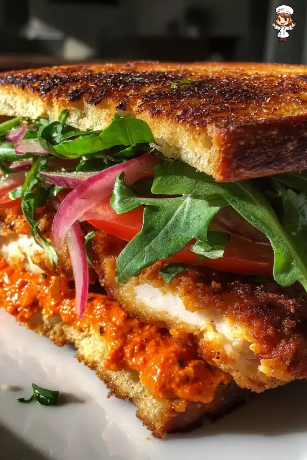 Crunchy chicken romesco sandwich