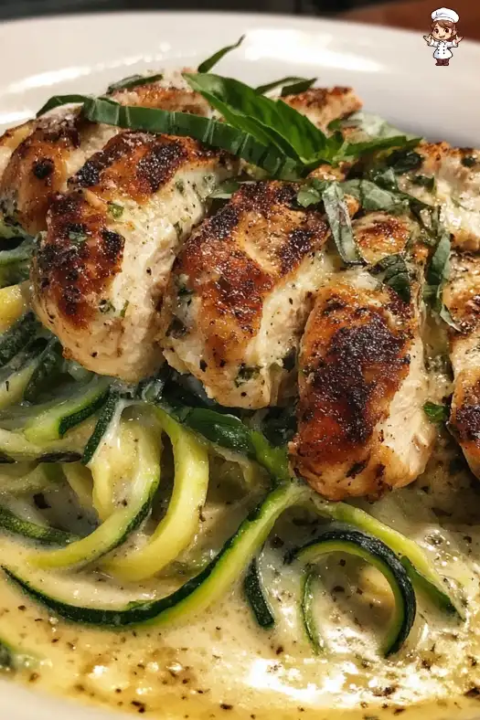 Easy Chicken Alfredo Zoodles are a quick, healthy delight!
