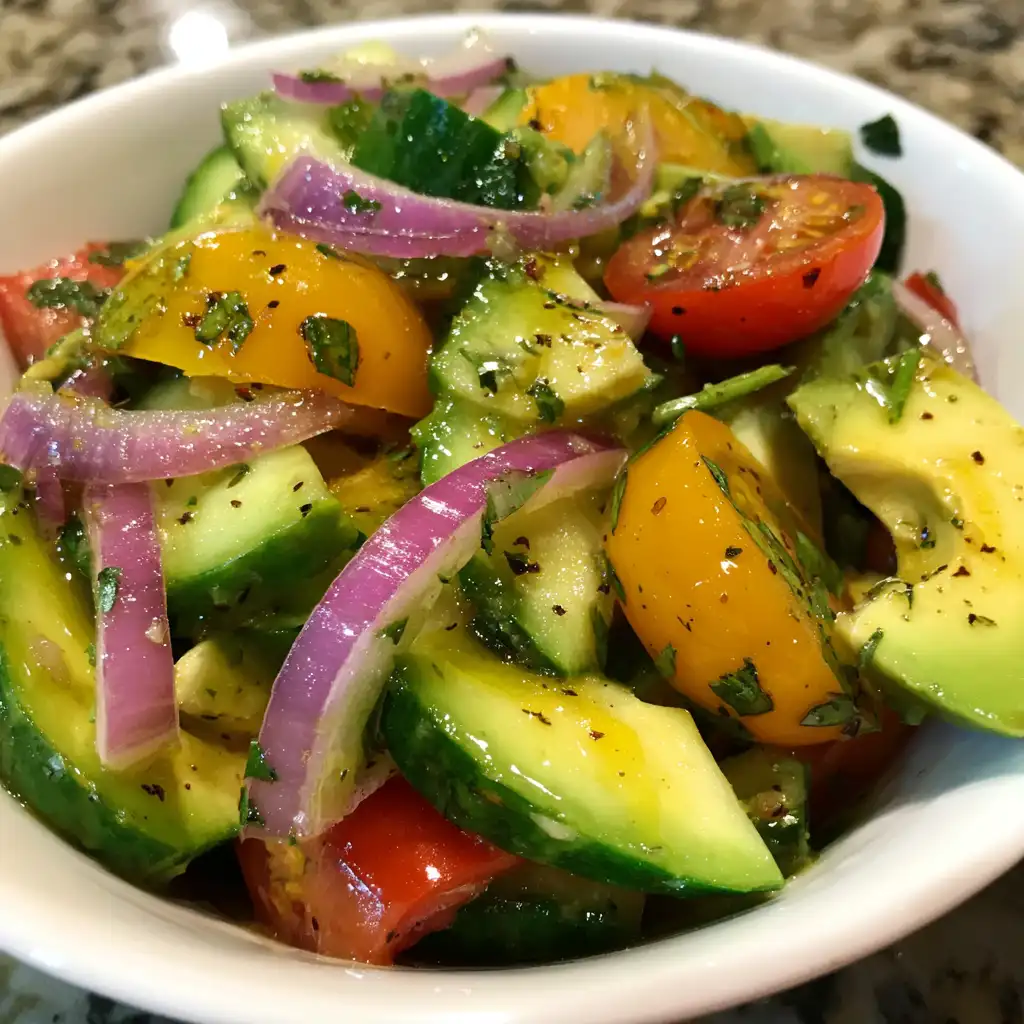 Easy avocado cucumber salad