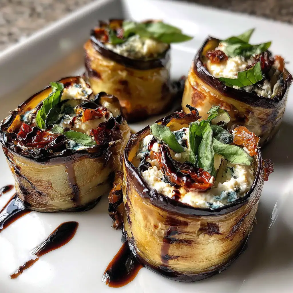 Eggplant roll-up appetizers