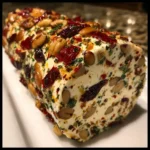 Festive holiday cream cheese antipasto log