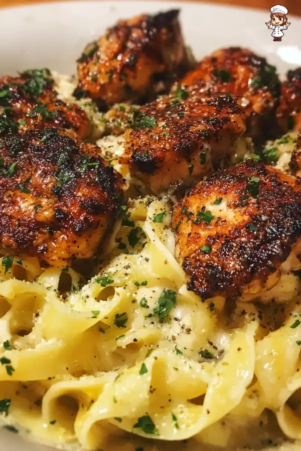 Garlic Butter Chicken Bites with Creamy Parmesan Pasta
