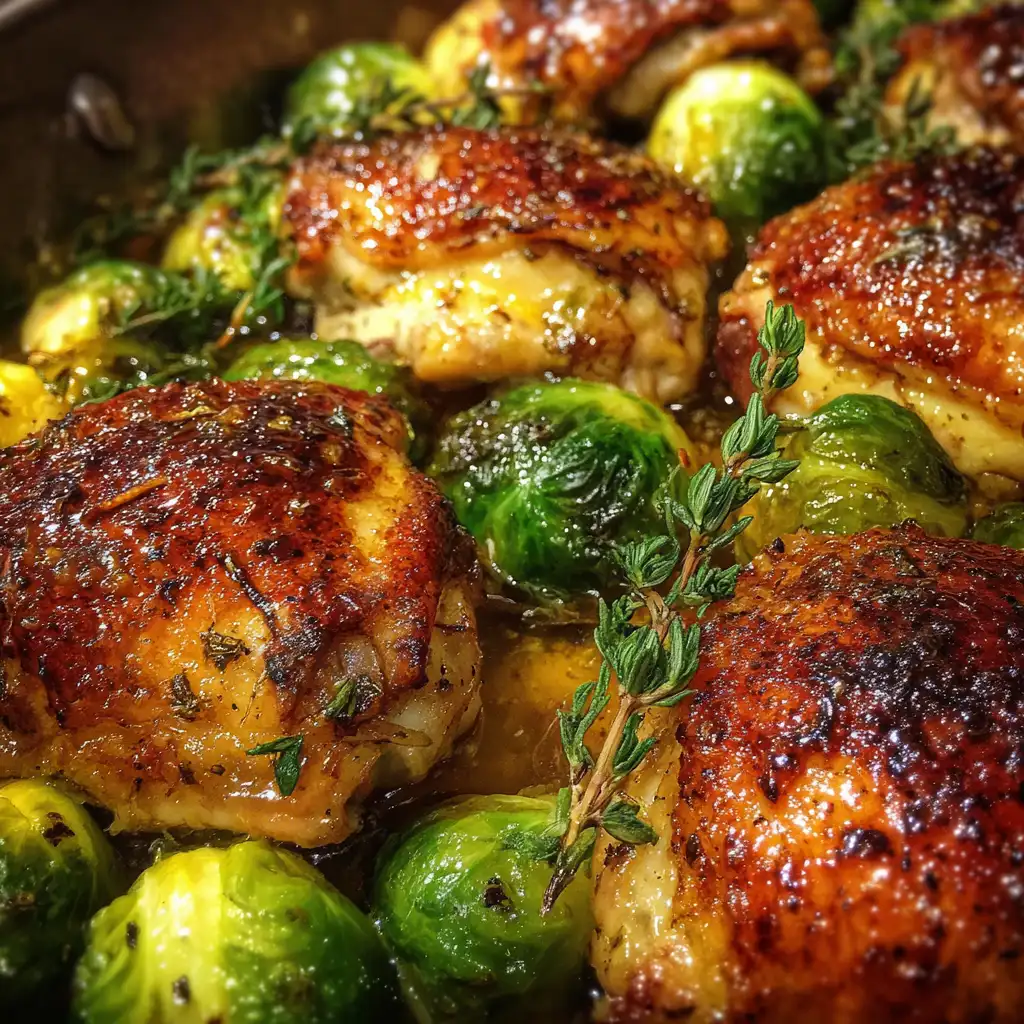 Garlic Dijon Chicken with Brussels Sprouts Recipe