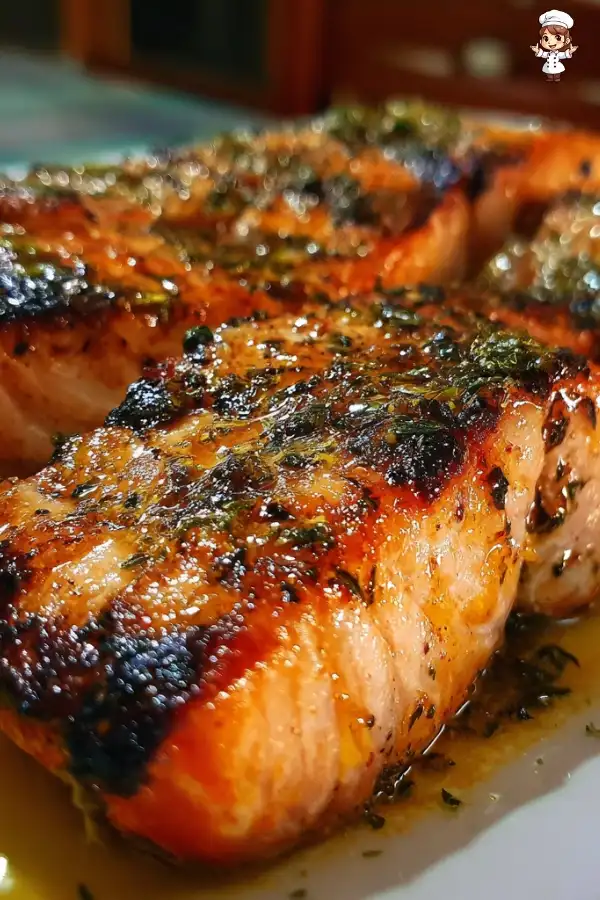 Grilled salmon with garlic lime butter