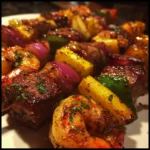 Grilled steak and shrimp kabobs