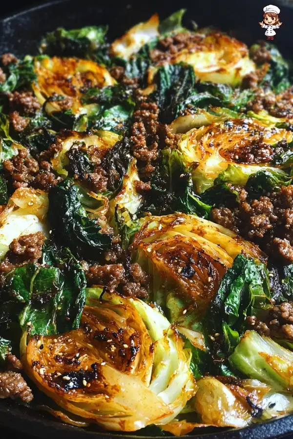 Ground beef with chopped cabbage is a quick, tasty meal!