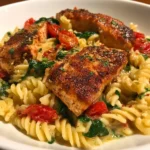 Healthy creamy Tuscan salmon pasta recipe