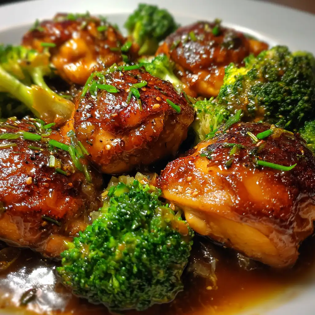 Honey garlic chicken and broccoli in a crockpot