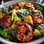 Hot honey blackened shrimp Caesar salad