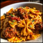 Italian sausage with bow tie pasta is a must-try dish!