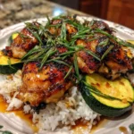 Lemongrass chicken with rice and zucchini