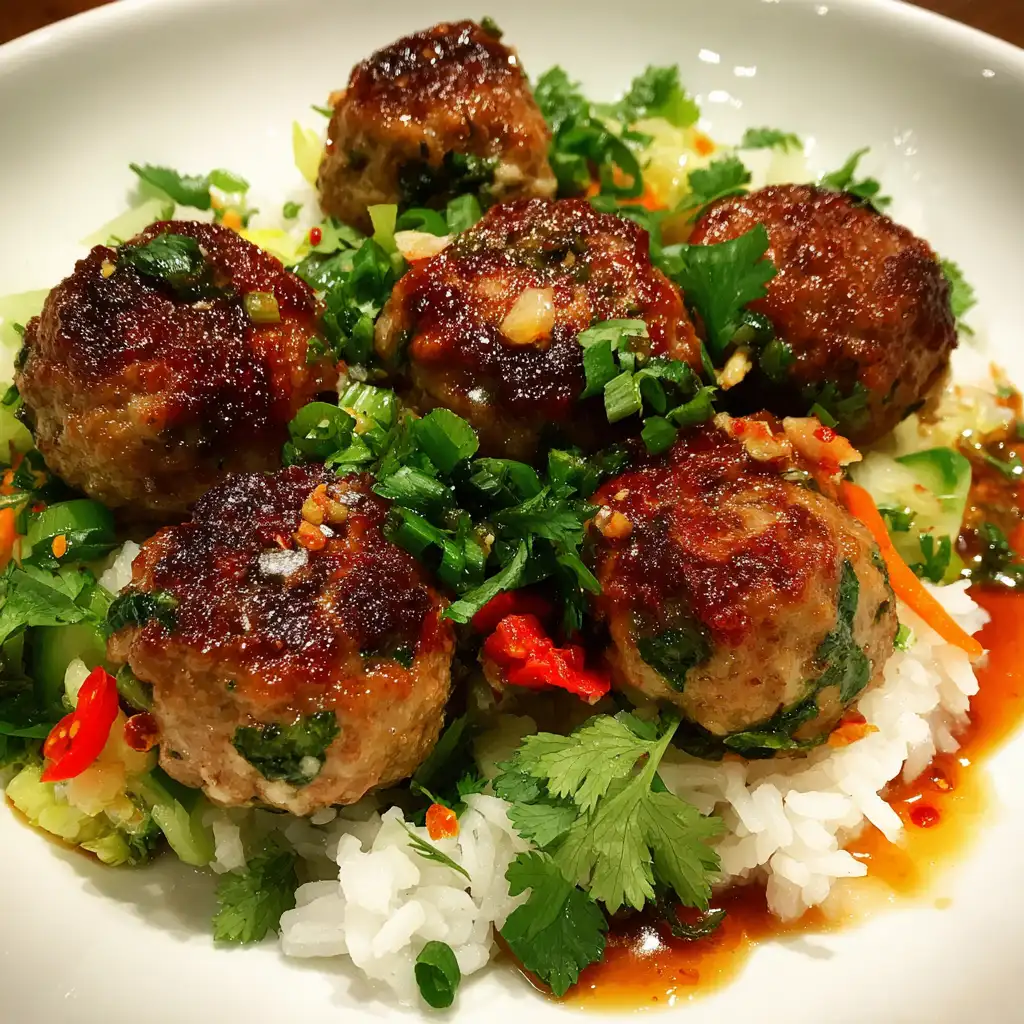 Lemongrass meatball bowls
