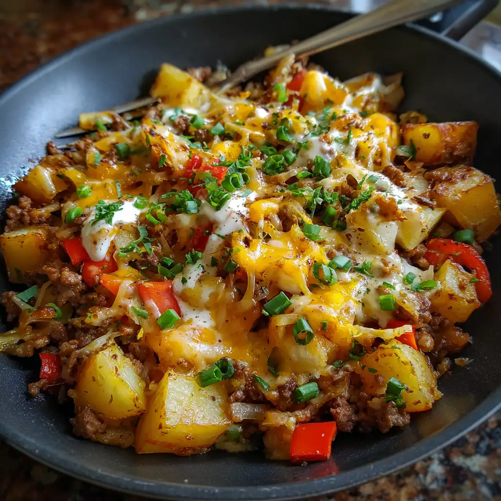 Loaded Beef and Potato Skillet A Quick, Tasty Meal!