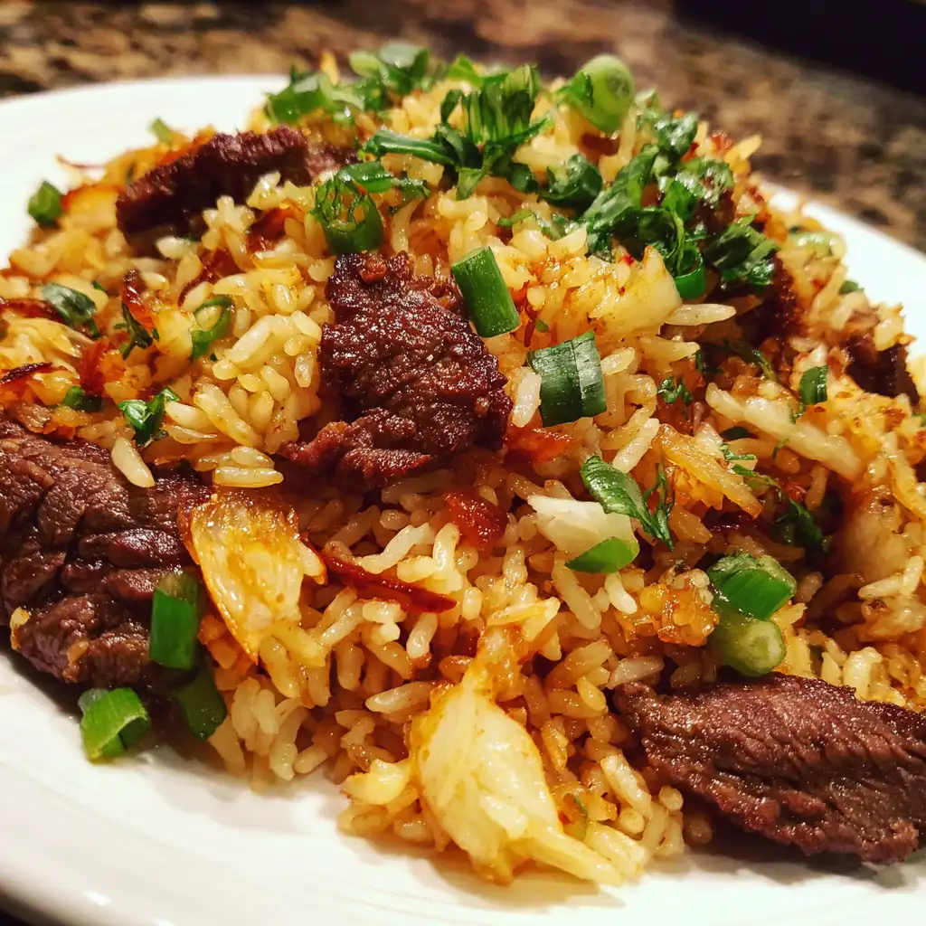 Onion beef fried rice recipe