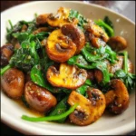 Sauteed mushrooms with spinach create a delicious dish!