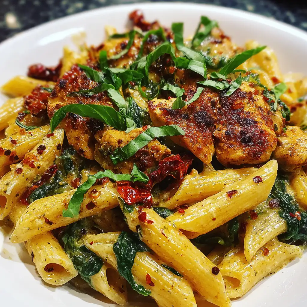 Spicy Tuscan chicken pasta recipe