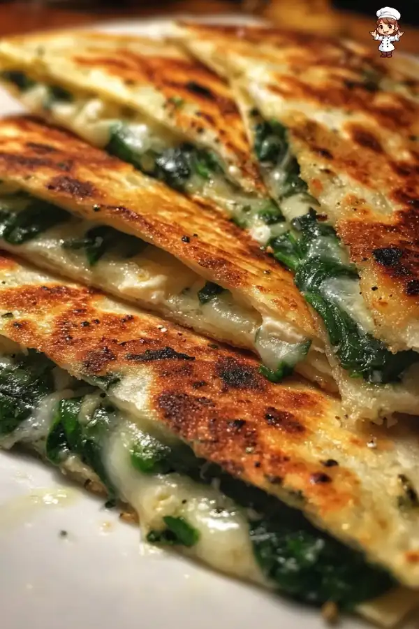 Spinach feta quesadillas