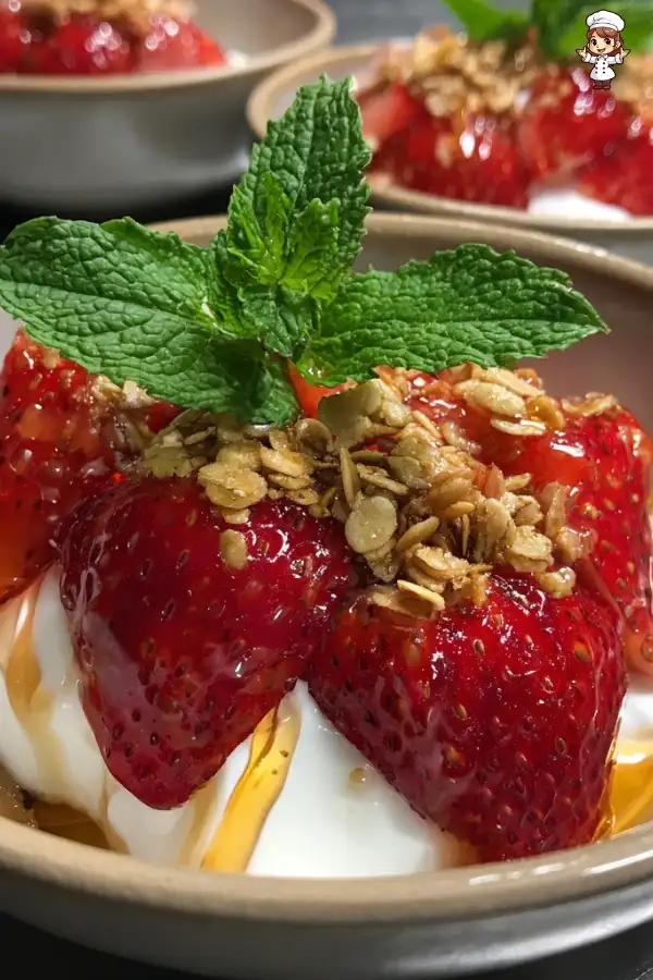 Strawberry shortcake yogurt bowl