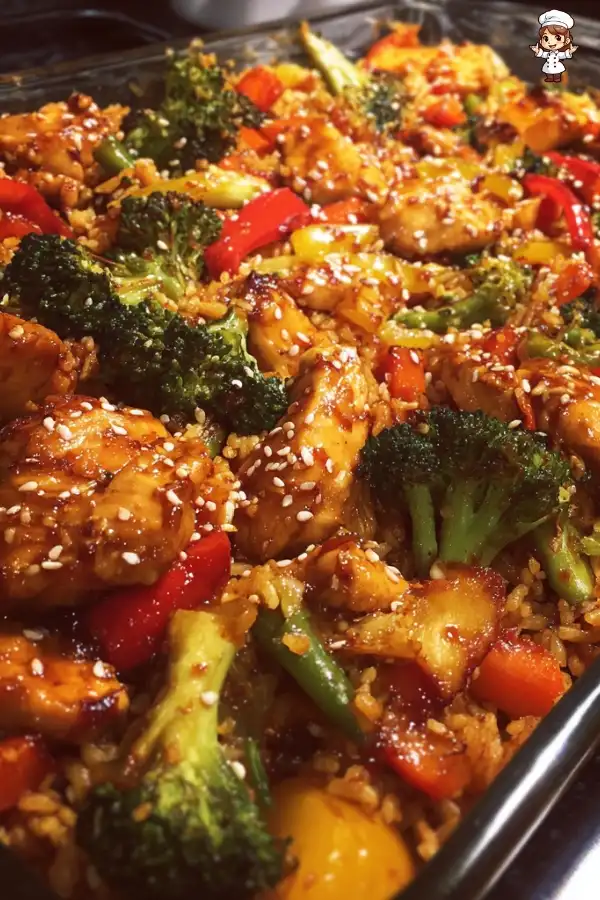 Teriyaki chicken stir fry casserole