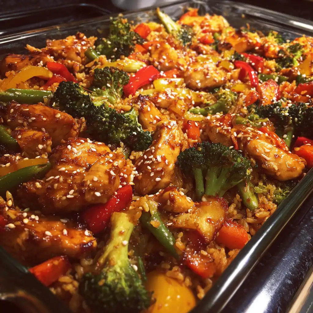 Teriyaki chicken stir fry casserole
