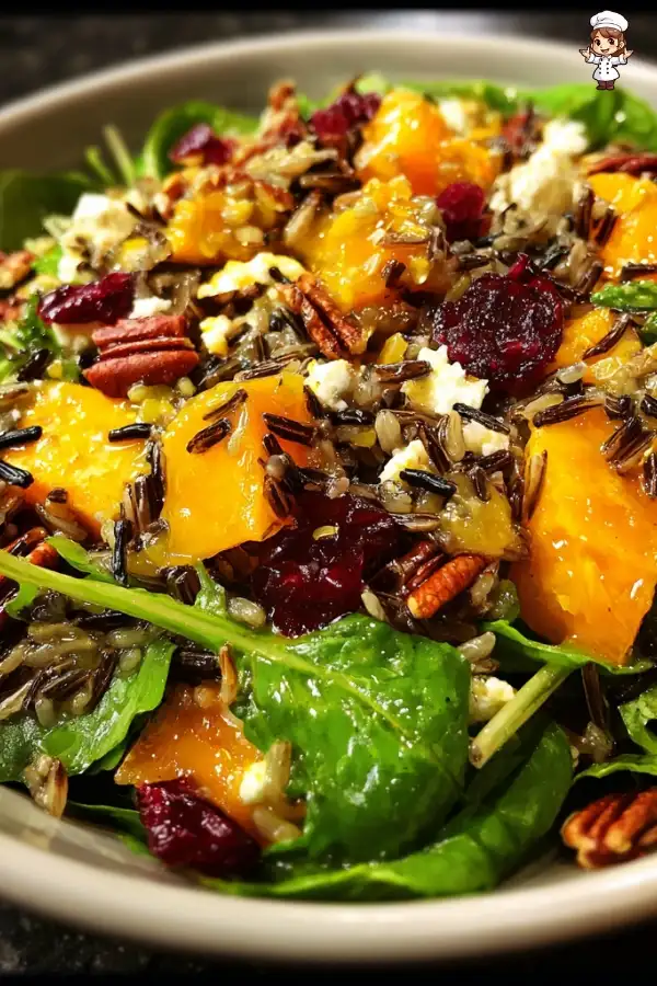 Thanksgiving wild rice salad with lemon dressing