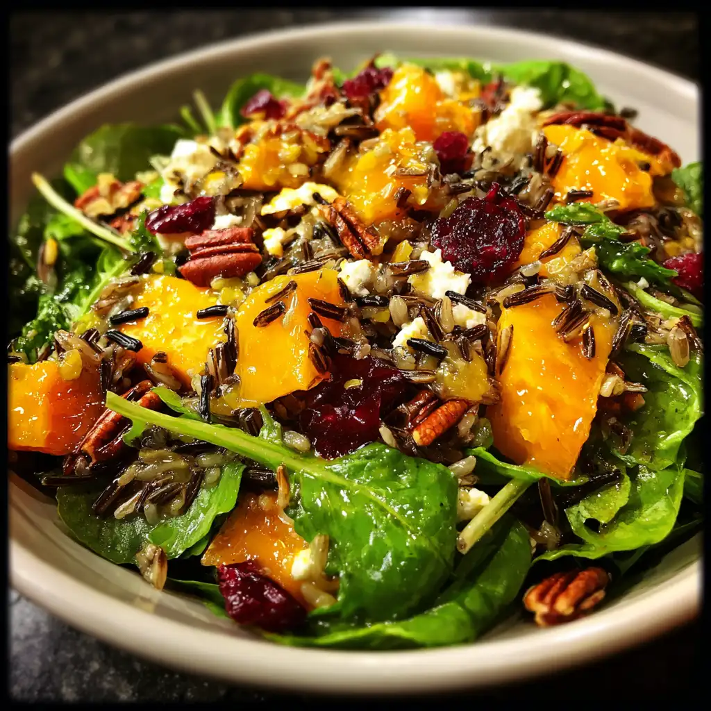 Thanksgiving wild rice salad with lemon dressing