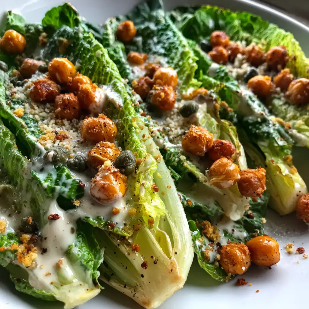 Vegan chickpea Caesar salad