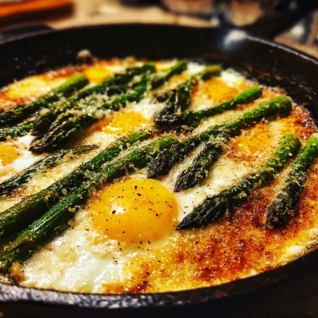 baked eggs with asparagus