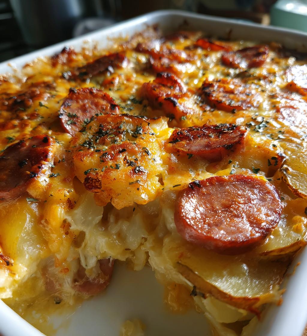 cheese potato and smoked sausage casserole