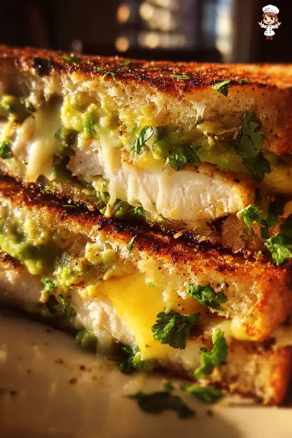 cheesy chicken avocado melt sandwich