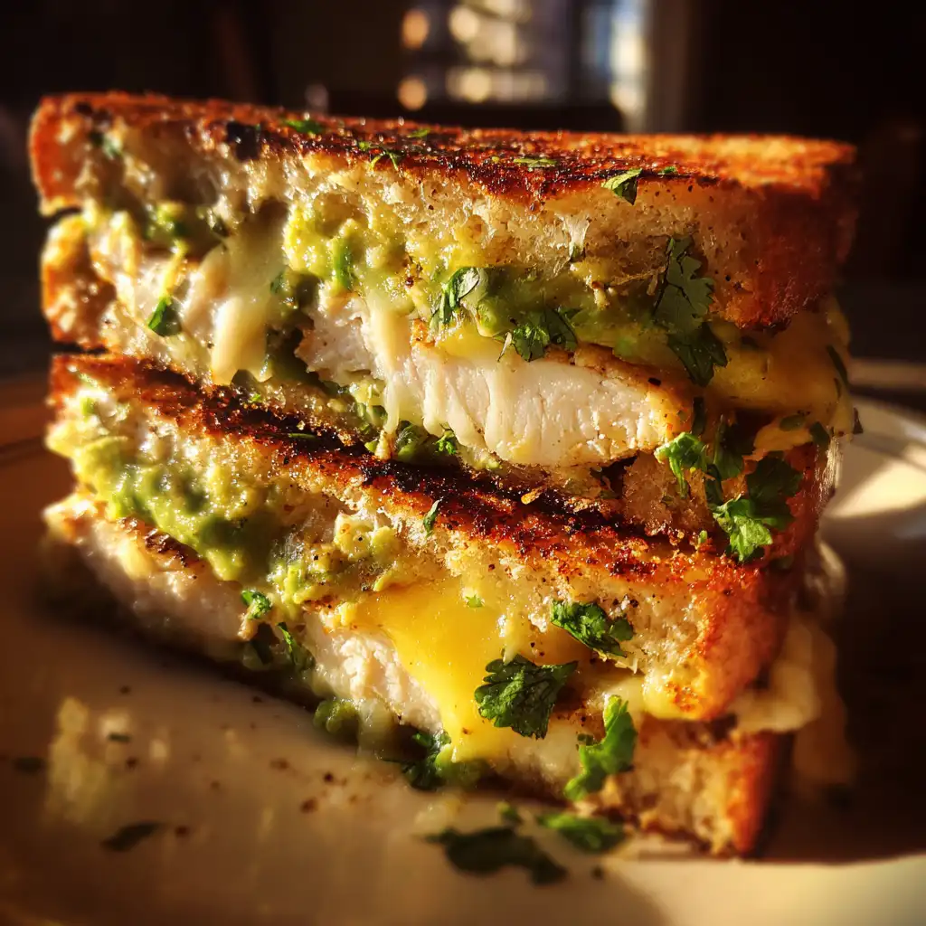 cheesy chicken avocado melt sandwich