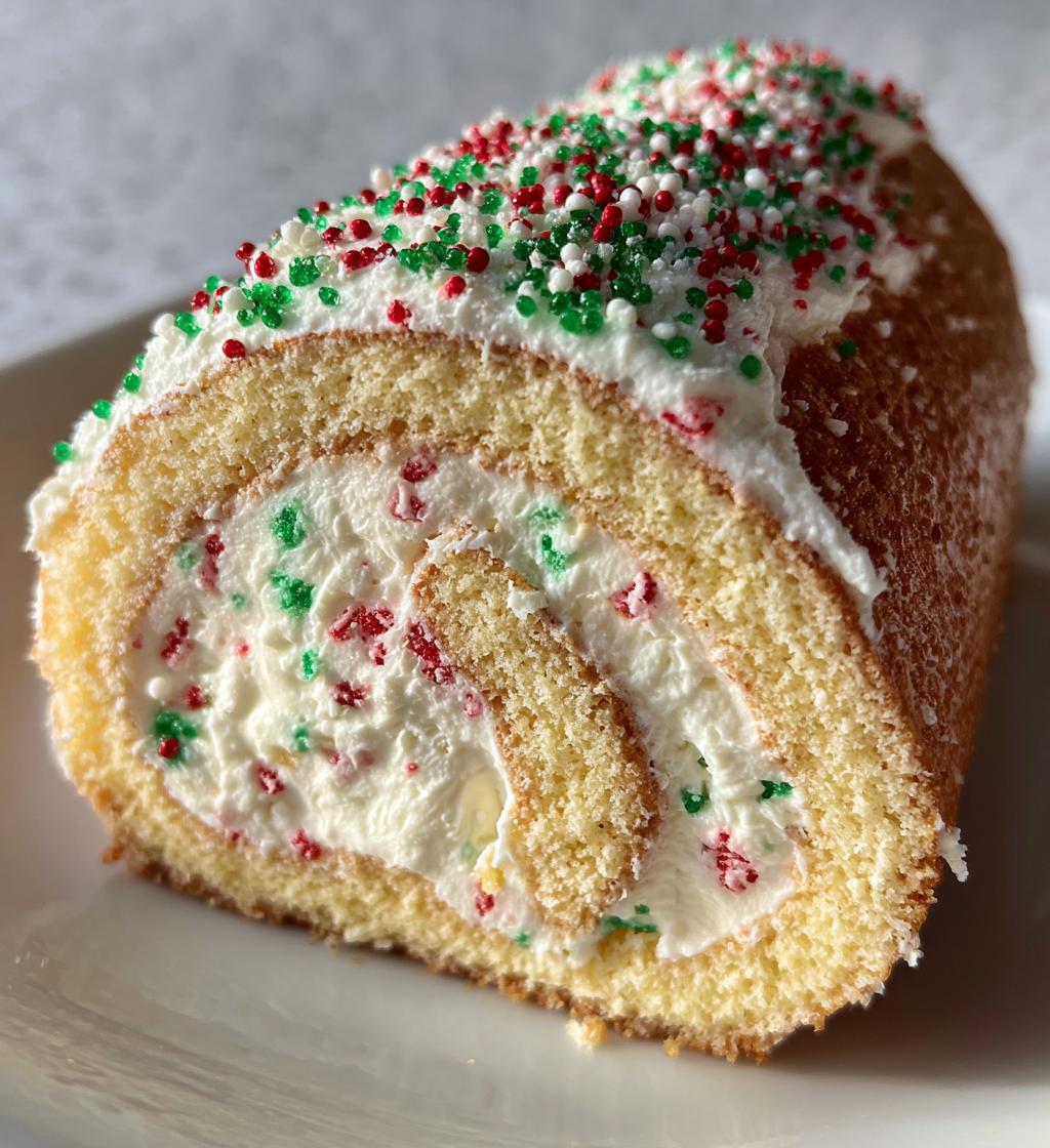 christmas vanilla roll cake - detail 1