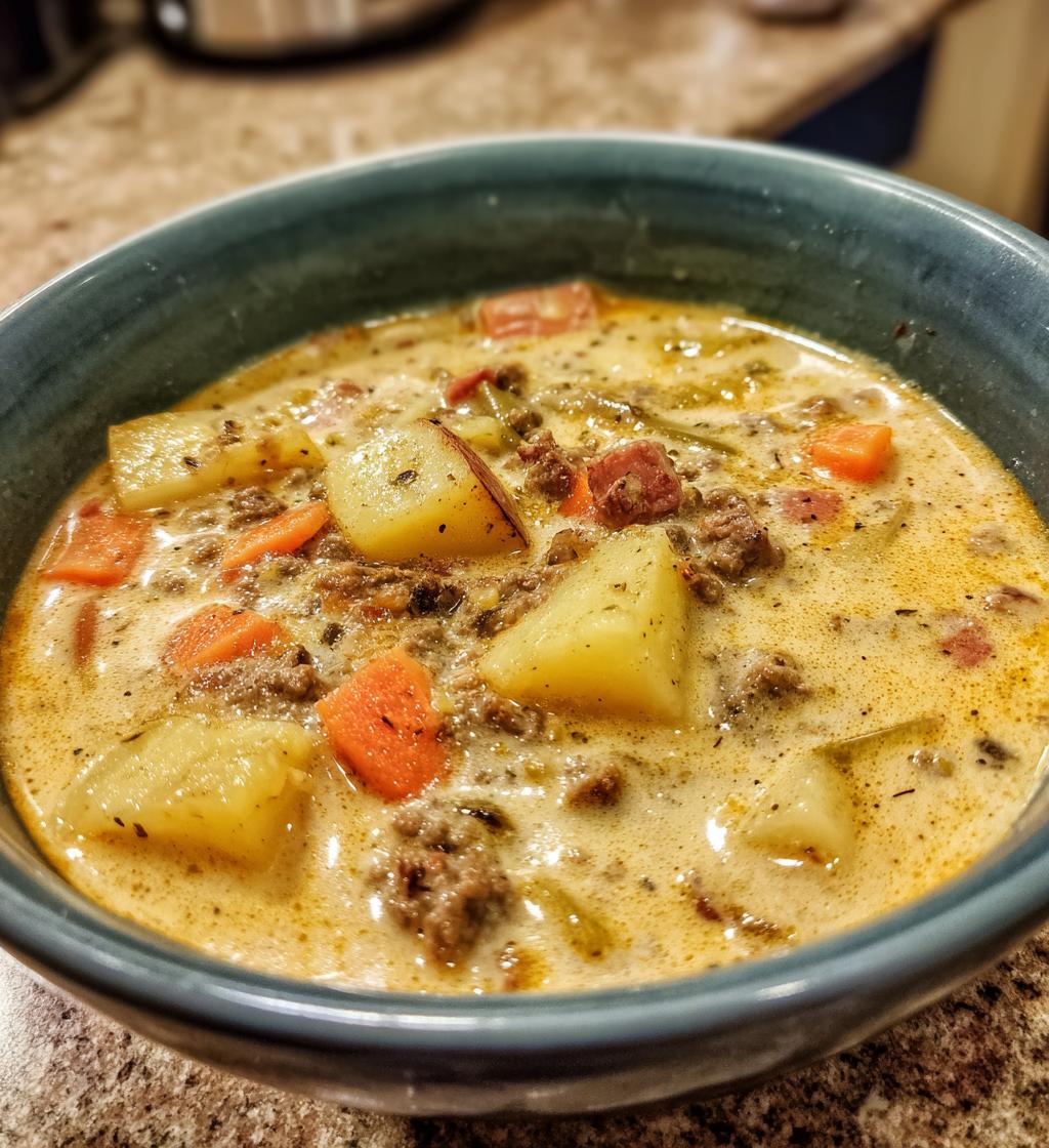 creamy potato hamburger soup recipe