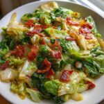 fried cabbage with bacon onion and garlic