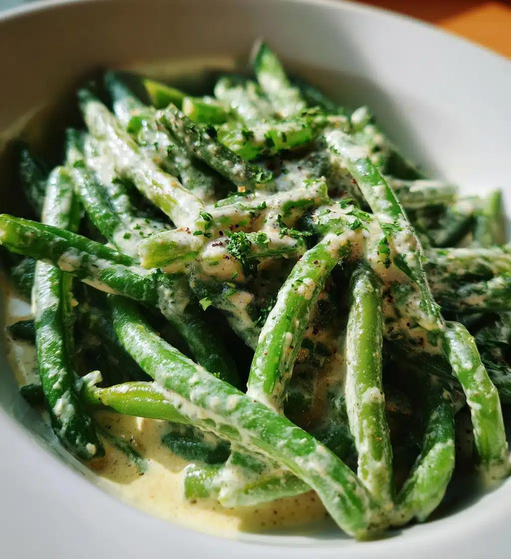 green beans in creamy parmesan sauce