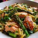 salmon asparagus orzo salad