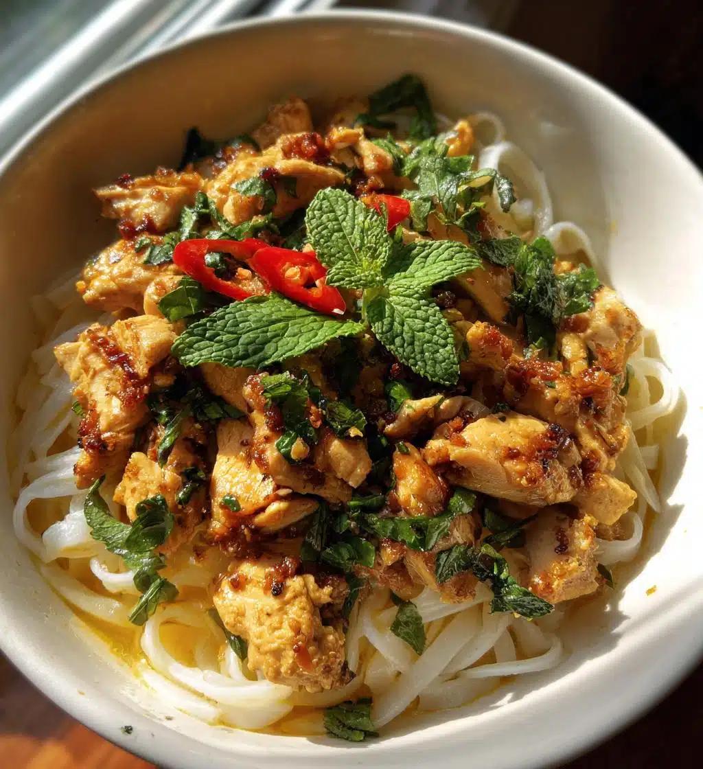 vietnamese noodles with lemongrass chicken - detail 1