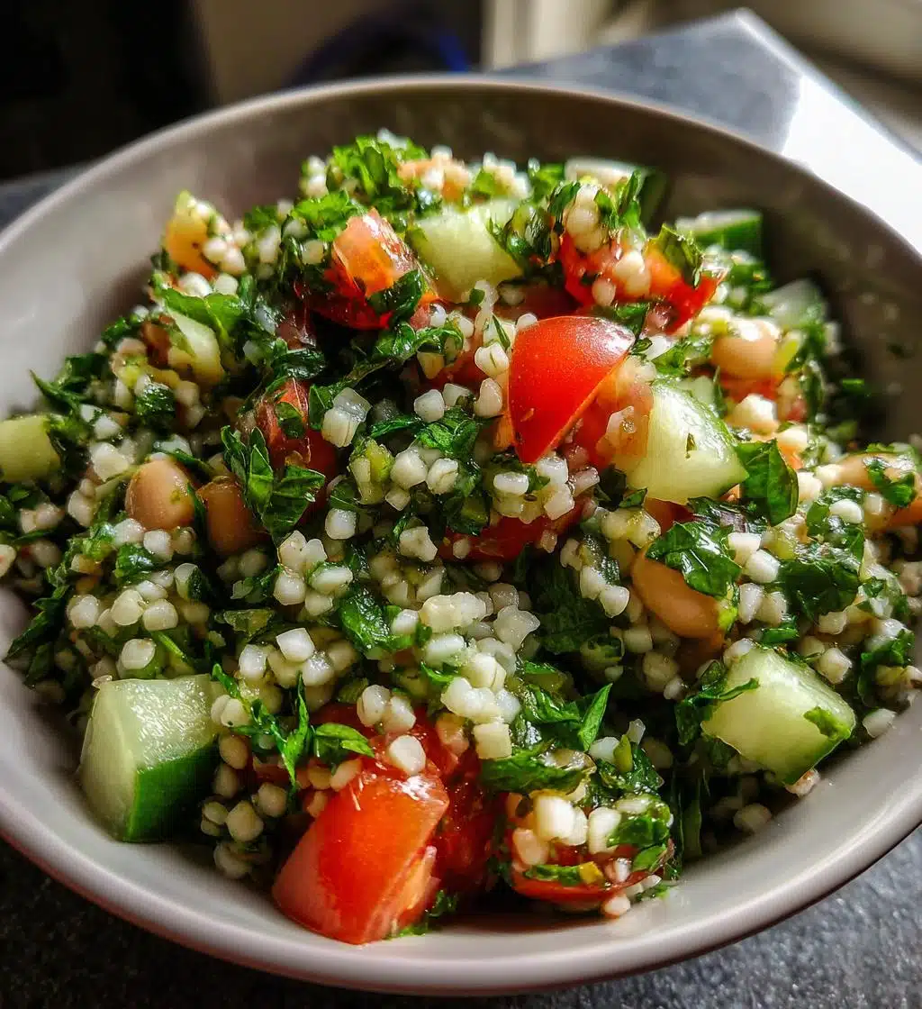 white bean tabbouleh salad - detail 1